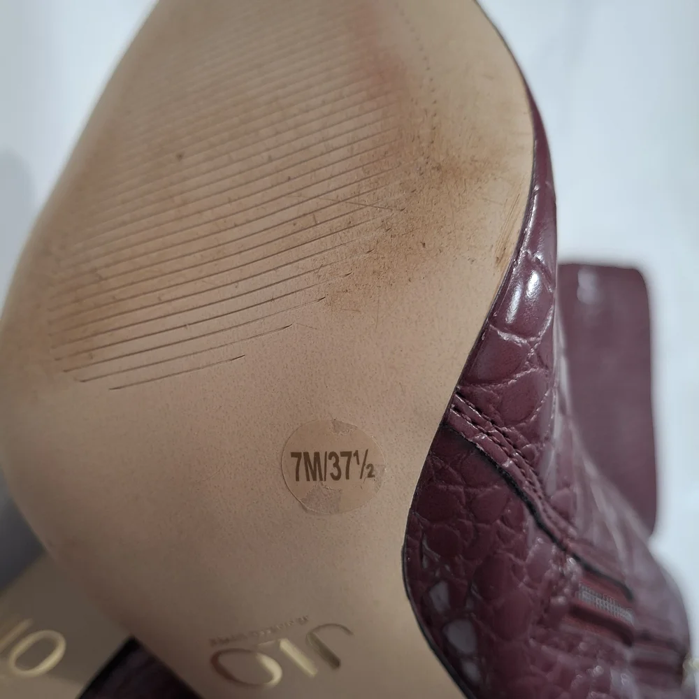 💋Jennifer Lopez  Boots .Elegant Burgundy Croc-Embossed Knee-High Boots💋 - Picture 7 of 12